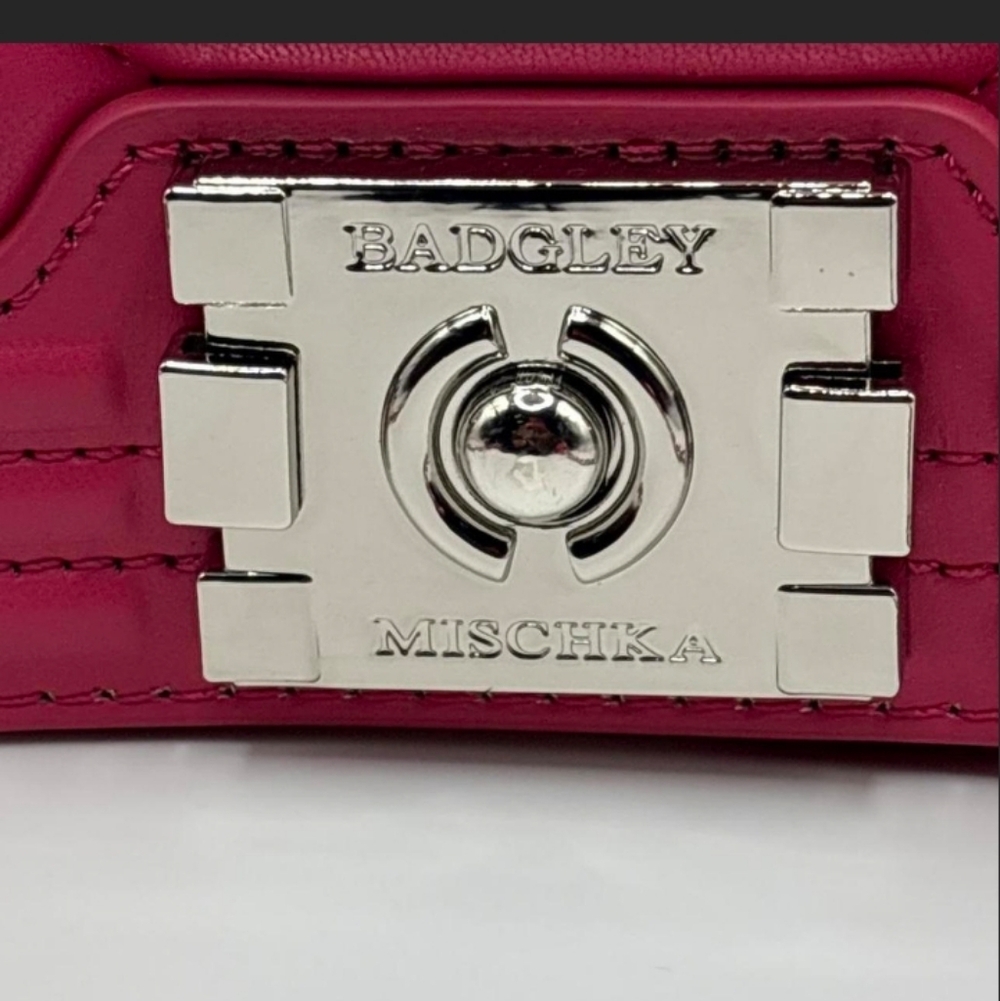 Badgley Mischka Pink Quilted Chain Shoulder Bag - Picture 2 of 6